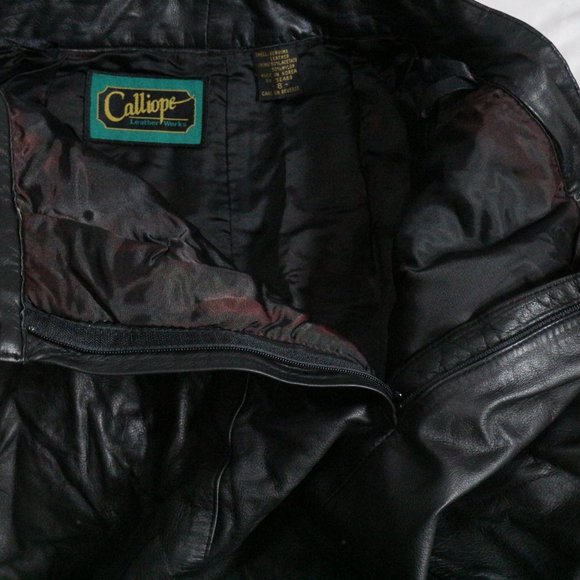 VTG CALLIOPE Leather Works A-Line Rear Slit Skirt Sz 8 - Picture 5 of 13